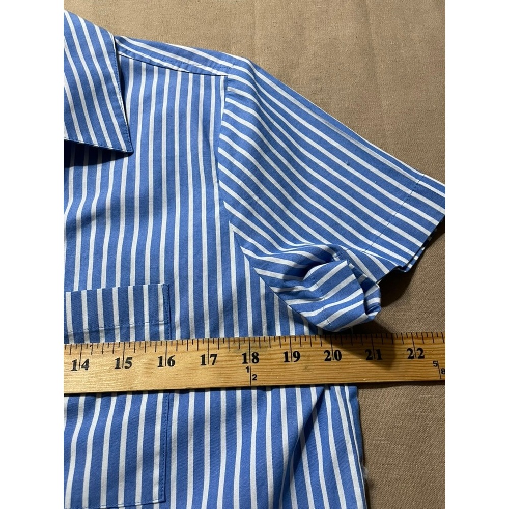 J. Crew Factory Striped Short Sleeve Poplin Popover Top Sz M Sustainable Cotton - Picture 4 of 7